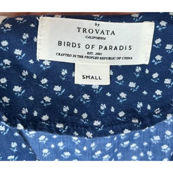 TROVATA Birds of Paradis Sz S Small Kristi Shirt Dress Blue Floral Seaview Ditsy - Picture 3 of 10